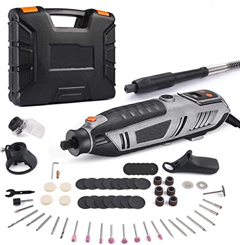 LSRL Rotary Tool, Powerful 200W Rotary Multi Tool, LCD Display with Variable Speed Control, 63 Rotary Tool Kit with 4 Attachments, Flexible Shaft Included (37ACAC)