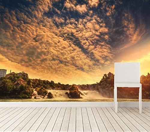 Benutzerdefinierte große Wandbilder, Flüsse, Wasserfälle, Himmel, Landschaft, Wolken, Naturtapeten, Wohnzimmer, Sofa, TV-Wand, Schlafzimmer, Tapete * 300 cm x 210 cm (118,1 x 82,7 Zoll)
