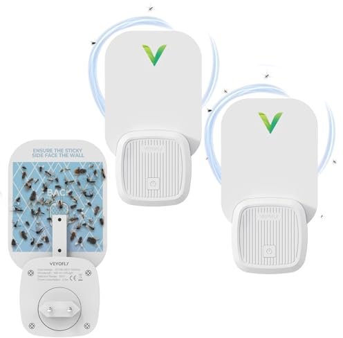 VEYOFLY Fly Trap Indoor, Fruit Flies Traps for Indoors (2 Device + 6 Refills) Gnat Trap for House Indoor, Fly Catcher, Plug in Light Flying Insect, Bug Light Killer