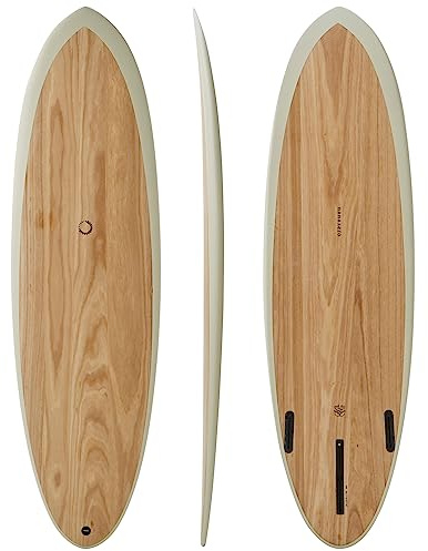 nanazero Wood Skin Surfboard Mid Length MID01 6'4 Cream Gray, Durable and Light-Weight Structure