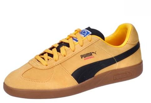 PUMA Unisex Handball Indoor Court Shoe, Sun Stream Black-Caramel Latte, 43 EU
