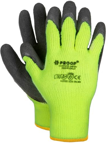PROOF COMFORT & SAFETY Arbeitshandschuhe 12 Paar Präzise Montagehandschuhe Dicke Schutzhandschuhe Herbst Winter Mit PU-Beschichtung Latexbeschichtung Mechaniker Bauarbeiter Logistik Größe 8 HotCold