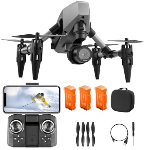 Shienfir Mini Drone avec Caméra, 4K HD Double Caméra RC Quadcopter Drone Pliable Positionnement du Flux Optique WiFi FPV Drone pour Adultes Enfants Débutants Gris argenté 3