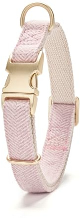 Petiry Tweed Dog Collar with Metal Buckle,Adjustable Durable Cotton Collar For Wedding Dog Wear,For Large Male Dogs Neck 40-66cm,Pink
