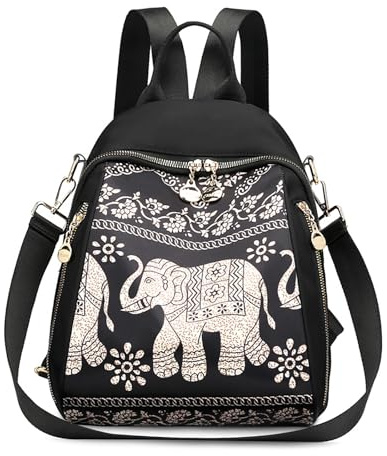 SODOLLEE Femme Sac à Dos Dames 3 en 1 Sac à Bandouliere Daypack Multipoches Étanche Nylon Sac École pour Voyage Travail Scolaire Shopping Éléphant