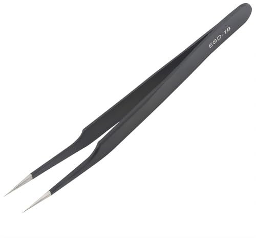 Pince à épiler ESD-18 en acier inoxydable antistatique à pointe fine et pointue, pour travaux manuels, outils de réparation de téléphone portable
