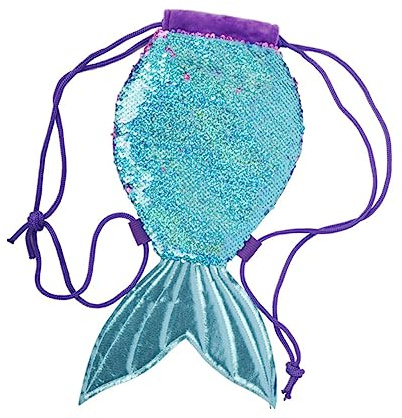 SHERCHPRY Mochila Cordón de Aleta de Sirena Bolso Lentejuelas de Purpurina Mochila de Hombro Escuela Gimnasio y Baile