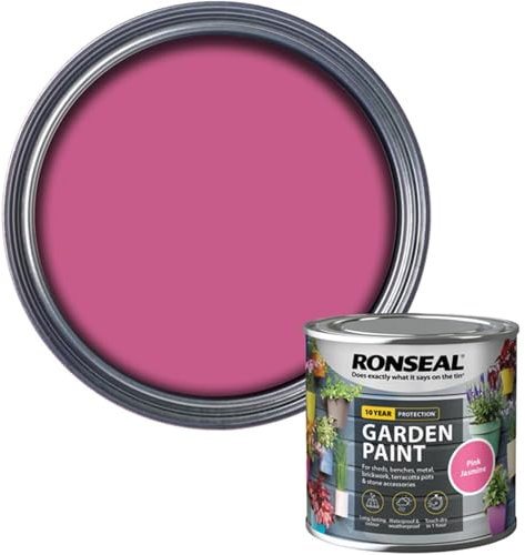 AOC24 Garden Fence Paint 250ml – Multi-Surface Exterior Paint for Wood, Brick, Metal, Stone & Terracotta – Waterproof, Resists Fading, Matt Finish for Sheds, Fences, Garden Furniture Pink Jasmine