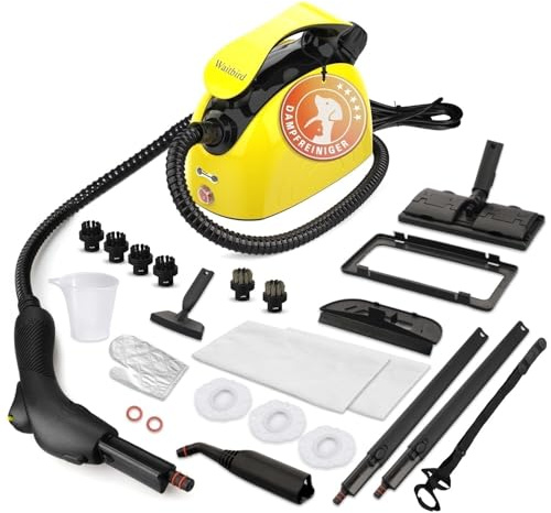 Waitbird Pulitore a vapore con 21 accessori, 248°F, vapore ad alta temperatura, grande serbatoio dell'acqua da 1,1 l, durata 45 minuti, ideale per mobili imbottiti, pavimenti, auto e famiglie, colore