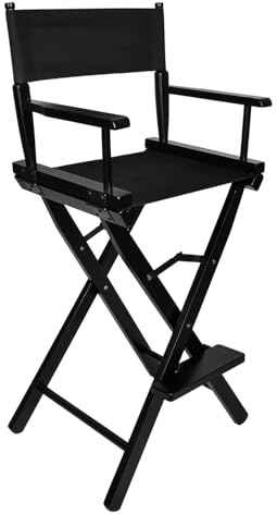 Beautylushh Schminkstuhl Klappbar – Make-Up Stuhl aus Holz – Wasserdichtes 600 Kosmetikstuhl für Visagisten – Schwarz, 140 kg Belastbar