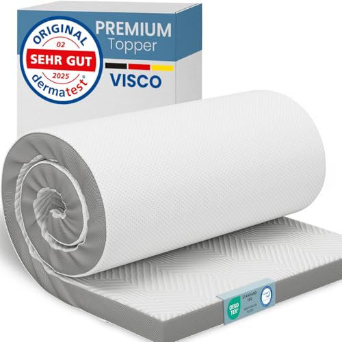 ELONEO Viscoelastischer Matratzen Topper 160x200cm, Matratzentopper mit Memory Foam Effekt, 5 cm Höhe, Matratzenauflage für Bett und Boxspringbett inkl. atmungsaktivem Mesh-Bezug und Eckschlaufen