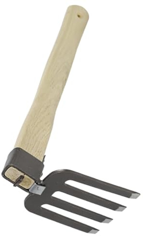 Yardenfun Rastrillo de Mano Compacto con Mango de Madera y Dientes de Acero para Jardinería Herramienta Ligera para Deshierbe Excavación y Aireación del Suelo Huertos y Jardines Pequeños