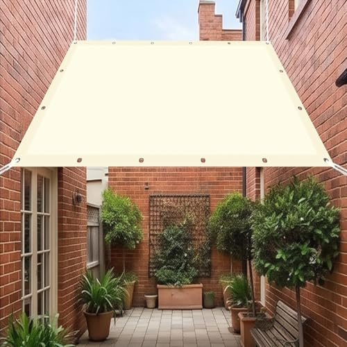 Rettangolare Tenda a Vela 250 x 270 cm Protección Rayos UV Tenda da Sole con Occhielli e Corda per Giardino, Prato, Vita All'Aperto, Avorio