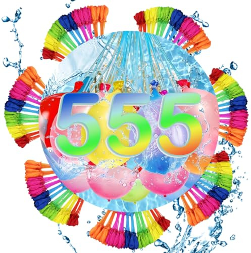 555 PCS Water Balloons, Reusable Water Bombs, Water Balloons Self Sealing for Adults Easy Fill, Colourful Balloon for Beach Pool Party, Outdoor Activities and Summer Fun