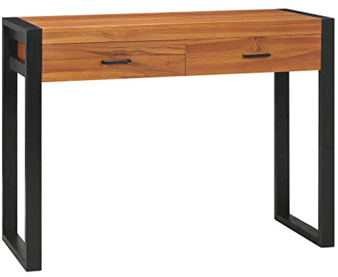 mzdioop skrivbord av teak med 2 lådor 100 x 40 x 75 cm stabilt arbetsbord med förvaringsutrymme perfekt för kontor hemmakontor och studierum ergonomiskt och platsbesparande