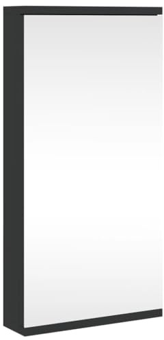 Qnhdfrt Armario con espejo esquinero para baño, armario de baño con espejo negro, armario colgante de madera para esquina, armario de baño de pared con 2 estantes, 30 x 24 x 60 cm