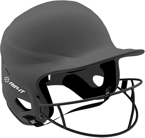 RIP-IT | Vision Pro Softball Batting Helmet with Face Mask | Matte Black | M/L | Lightweight Women’s Sport Equipment