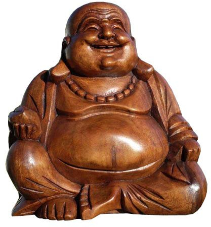 Wogeka Super schöner 25 cm Buddha Happy Holz Budda FENG Shui Deko Handarbeit Bali Buda BH25