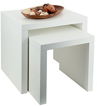 levandeo 2 Satztisch Weiß 44x36cm Höhe: 44cm - Deutsche Herstellung Keine Montage! Fest verleimt! Couchtisch Beistelltisch Wohnzimmertische Tische 2-Satz-Tisch