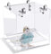 GURECOD hängende Vogelbadewanne Würfel Vogelbadewanne Badebox Schüssel Käfigzubehör kleine Vögel Kanarienvögel Lerchen Papageien Kakadus Unzertrennliche Papageien Bad (16x16x16cm)