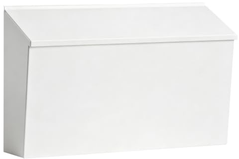 Dalmbox Wall-Mount Mailbox Large Mailbox for Post Rust-Proof Galvanized Steel Box for Outside or Townhouse Horizontal Style, White, 15.7” x 4.3” x 9.4”