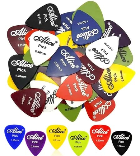 KEUGT 30 Stück Gitarren Plektren Set, 0.58-1.5mm 6 Verschiedene Picks, Zubehör für Akustik-, E-Gitarre, Ukulele, Bass - Celluloid Plektrum