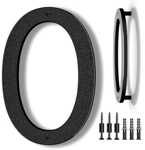 IVERRA 8 Inch Large Floating House Numbers, Black Modern House Number for Outside, Home Address Numbers for Outdoor Garage Gate Wall Street (0)