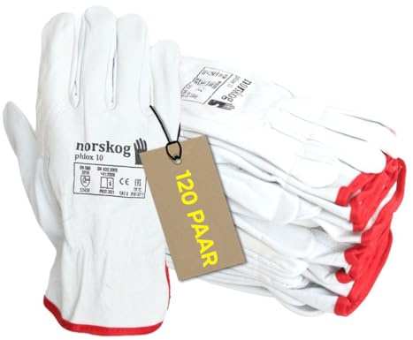 Norskog Phlox gants Protection gants Travail Homme Pour Conducteurs gants De Protection En Cuir Avec Manchettes Nervurées 120 Paires Taile 9