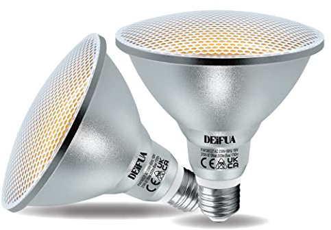 DEIFUA E27 PAR38 LED Lampe Warmweiß 18W 2000 Lumen Ersetzt 120W Halogen Leuchtmittel, 2er-Pack, Strahler Flimmerfrei 2700K, Reflektorlampen IP65 Abstrahlwinkel 60° Spot Birnen, Nicht Dimmbar
