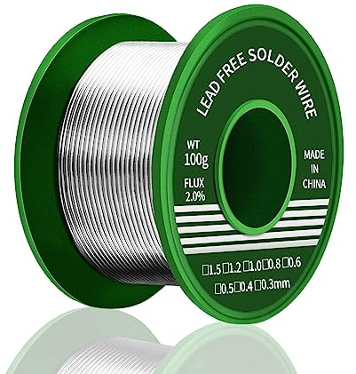 Meccion Fil de Soudure 0,8mm 100g Étain à Souder Sans Plomb avec Noyau de Colophane Sn 99,3%, Cu 0,7% Fil à Souder pour Soudure Électrique Réparation