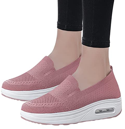 Eteslot Zapatillas Ortopédicas Mujer, Zapatos con Plataforma Ortopédica para Caminar, Zapatillas con Aire, Versátiles y Cómodas, Rosa, UE37