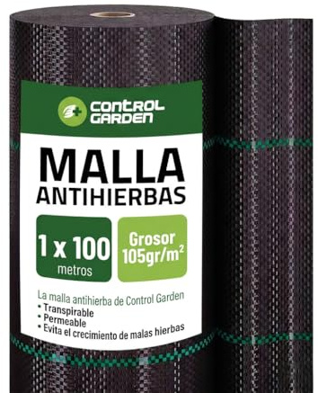 Control Garden Malla Antihierbas 1 x 100 m Groso 105gr | Malla Anti Malas Hierbas y Maleza para Jardín, Huerto, Cesped | Lona Antigerminación Transpirable, Permeable y Resistente
