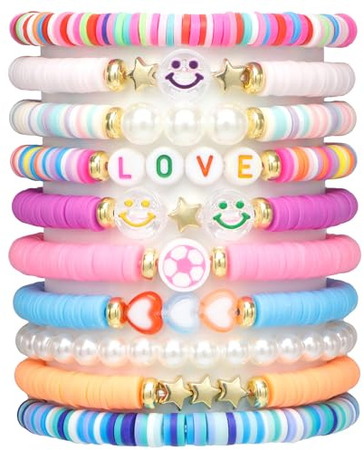 CHENSILAIYI 10pcs Friendship Bracelets for Teen Girls & Women: Beaded, Preppy, Beach Styles - Ideal Gifts