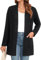 IWOLLENCE Cardigans for Women UK Long Sleeve Lightweight Cardigans Open Front Ribbed Knit Outerwear Cardigan Jumper with Pocket (Black, M)