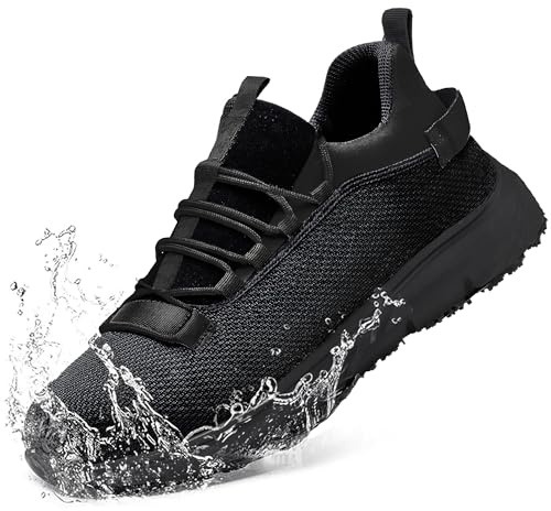 ulogu Steel Toe Cap Non Slip Work Shoes Men Women Waterproof Lightweight Comfortable Safety Shoes for Roofers, black, 8.5/9 UK