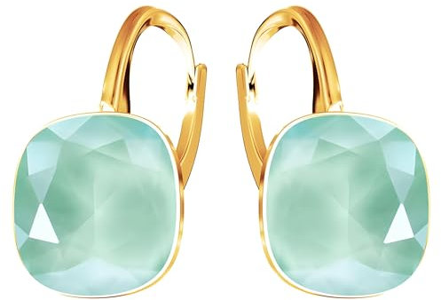 Ohrringe 925 Silber Österreichische Zirkonia - 24 karat Vergoltet Schmuck für Frauen und Mädchen - Hängeohrringe Ideal für Geschenke für Fraue (Mint Green)