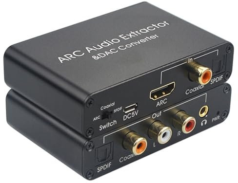 ARC ljudextraktor, 192 KHz digital till analog ljudomvandlare, HDMI-kompatibel SPDIF 5.1 optisk och 3,5 mm stereoljudsdelaradapter, för hemmabio, spelmusik