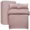 My home store Double Duvet Cover Set 4 Pcs Satin Stripe Duvet Covers Soft Brushed Microfiber Bedding Set with Fitted Sheet 30 CM Deep & 2 Pillowcases (Blush)