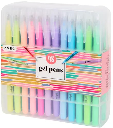 Pacco 48 PENNE in GEL Colori Arcobaleno, Cancelleria Tocco Soft Astuccio, Set Creativo Arte, Punta Rotonda Sfera, Universali Colorati Colori, Scrivere Disegnare Colorare (ARCOBALENO 48 PZ)