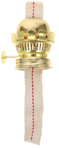 TOGEVAL Bruciatore Retrò di e per Olio Lampada Vintage in Lega Alluminio Oro Supporto Resistente Stoppino Fai-da-te e Lampade