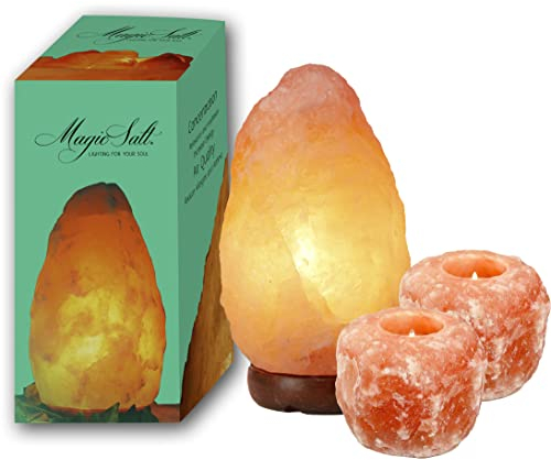 Salz Lampen Punjab Pakistan -(1 Lampe & 2 Kerzenhalter MAGIC SALT LIGHTING FOR YOUR SOUL®