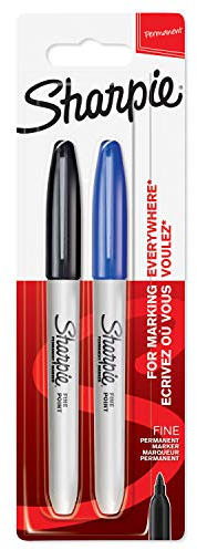 Sharpie Permanent Markers | Fine Point | Black & Blue | 2 Count