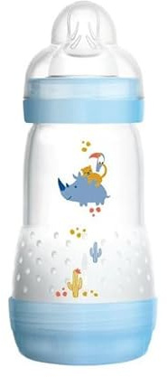 MAM Biberón Anticólicos, 2+ Meses, 260ml, con Tetina 2 Flujo Medio de Silicona de Fácil Aceptación, Autoesterilizable y Fácil de Limpiar, MAM Easy Start Anti-Colic, Verde, Pack de 1ud
