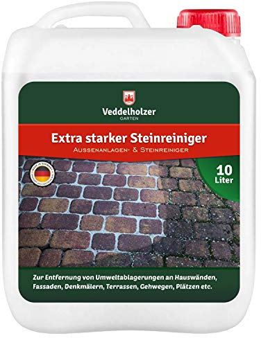 Veddelholzer Außenanlagenreiniger Steinreiniger 10 Liter Konzentrat ohne störende Gerüche mit Langzeitwirkung Qualität aus Germany Grünbelagentferner Wege ohne Glyphosat Unkrautvernichter