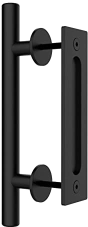 TSMST 24CM Sliding Door Handle Double Sided Barn Door Handle Embedded Invisible Alloy Steel Frosted Black