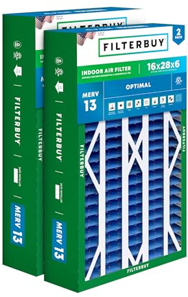 Filterbuy 16x28x6 Air Filter MERV 13 Smoke & Allergy Defense (2-Pack)