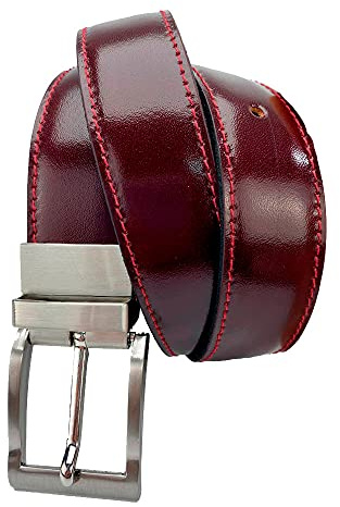 MÁRQUEZ CINTURONES Cinturón reversible 35 mm para hombre en cuero | Piel auténtica | 35 mm (Burdeos, 105 cm)