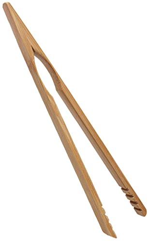 Pinze di bambù,Pinza da Cucina Bambu,Pinze da cucina in legno,Toast in Legno pinze,Pinze per Barbecue,Riutilizzabili,Sala da pranzo,Servizio da tè,Tostapane,Buffet,Insalata,20cm,1 pezzo