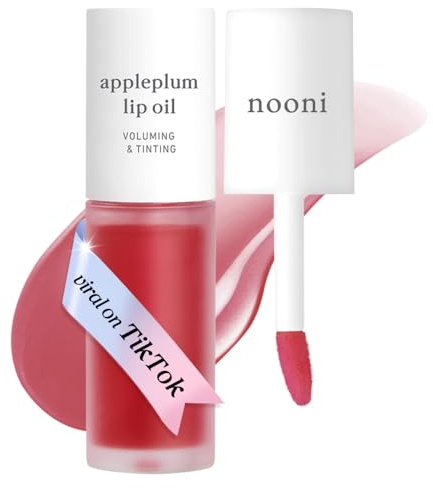 NOONI Korean Vegan Lip Oil - Appleplum | Lip Stain, Gift, Long-Lasting, Moisturising, Plumping, Revitalising for Dry Lips, Waterproof, No Peel Off, 0.12 Fl Oz
