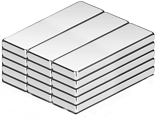 Imanes Rectangular de Neodimio, Pequeños Imanes de Barra Nevera, Magnet Artes, Bloques Magnéticos Imanes Fuertes para Armario Cocina, Pizarra Blanca, Tablero Magnético, Oficina, 20 x 10 x 1 mm, 15 Uds